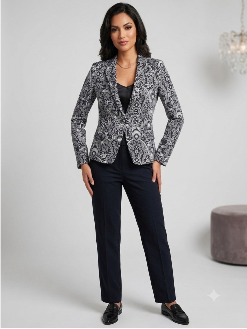 MNG Patterned Black & White Tailored Blazer size XL
